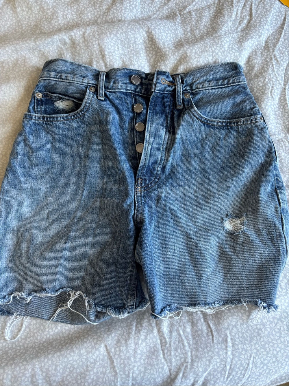 Everlane Light Blue High-Rise Denim Shorts Mid Length